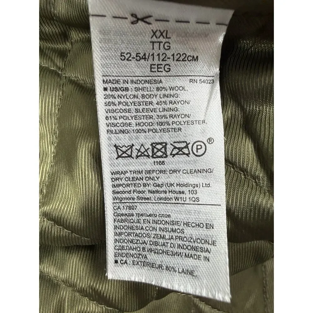 Banana Republic Mario Bellucci Wool Field Jacket Coat Olive Green Mens XXL Hood